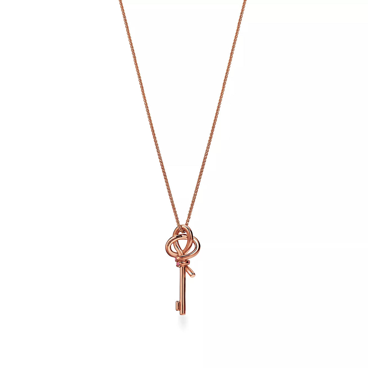 18K Tiffany Keys Woven Pink Diamonds Medium Necklace