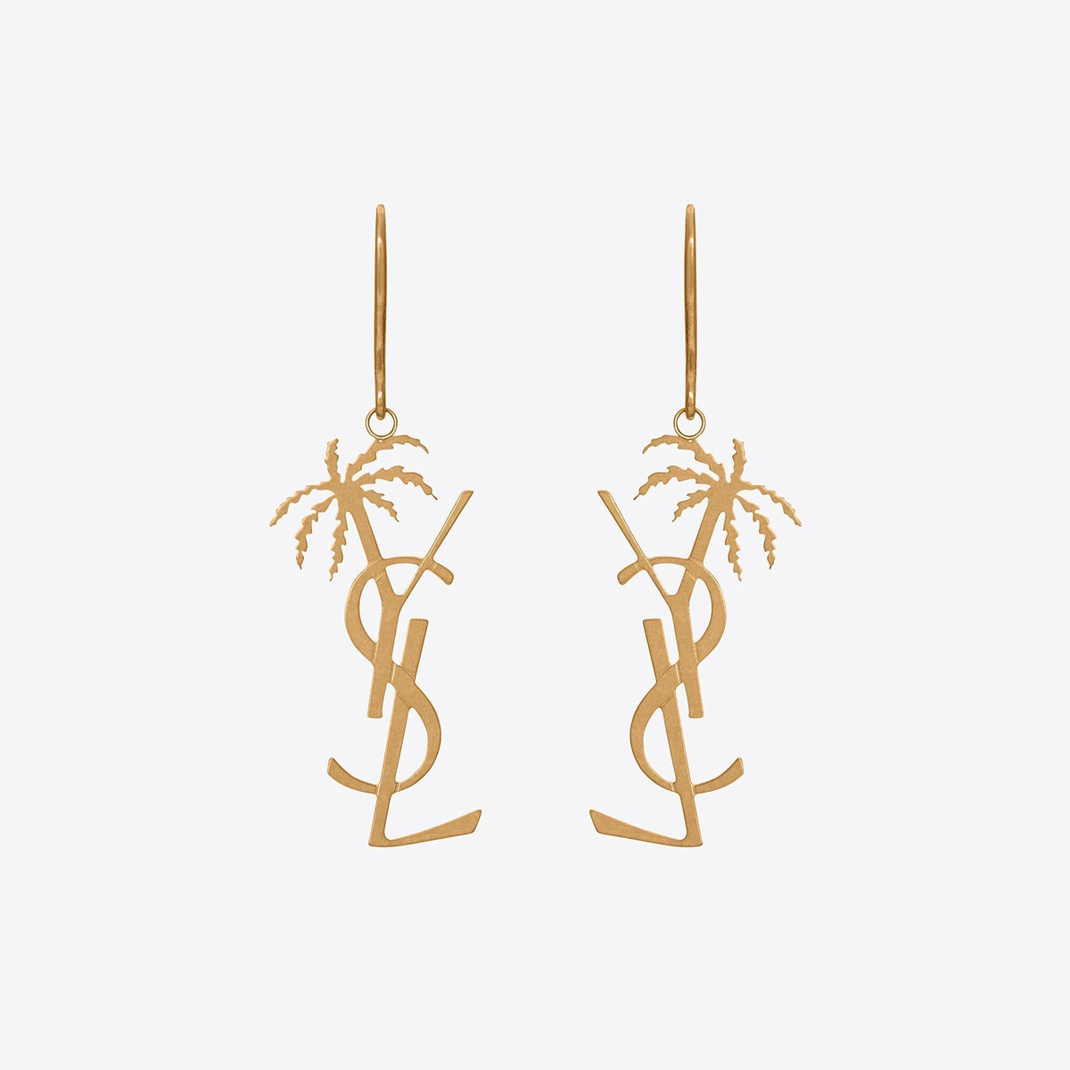 18K YSL Monogram Palmier Statement Earrings
