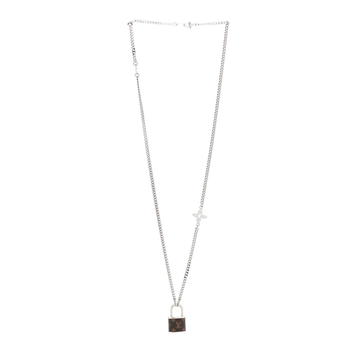 18K Louis Vuitton Monogram Lock Pendant Necklace